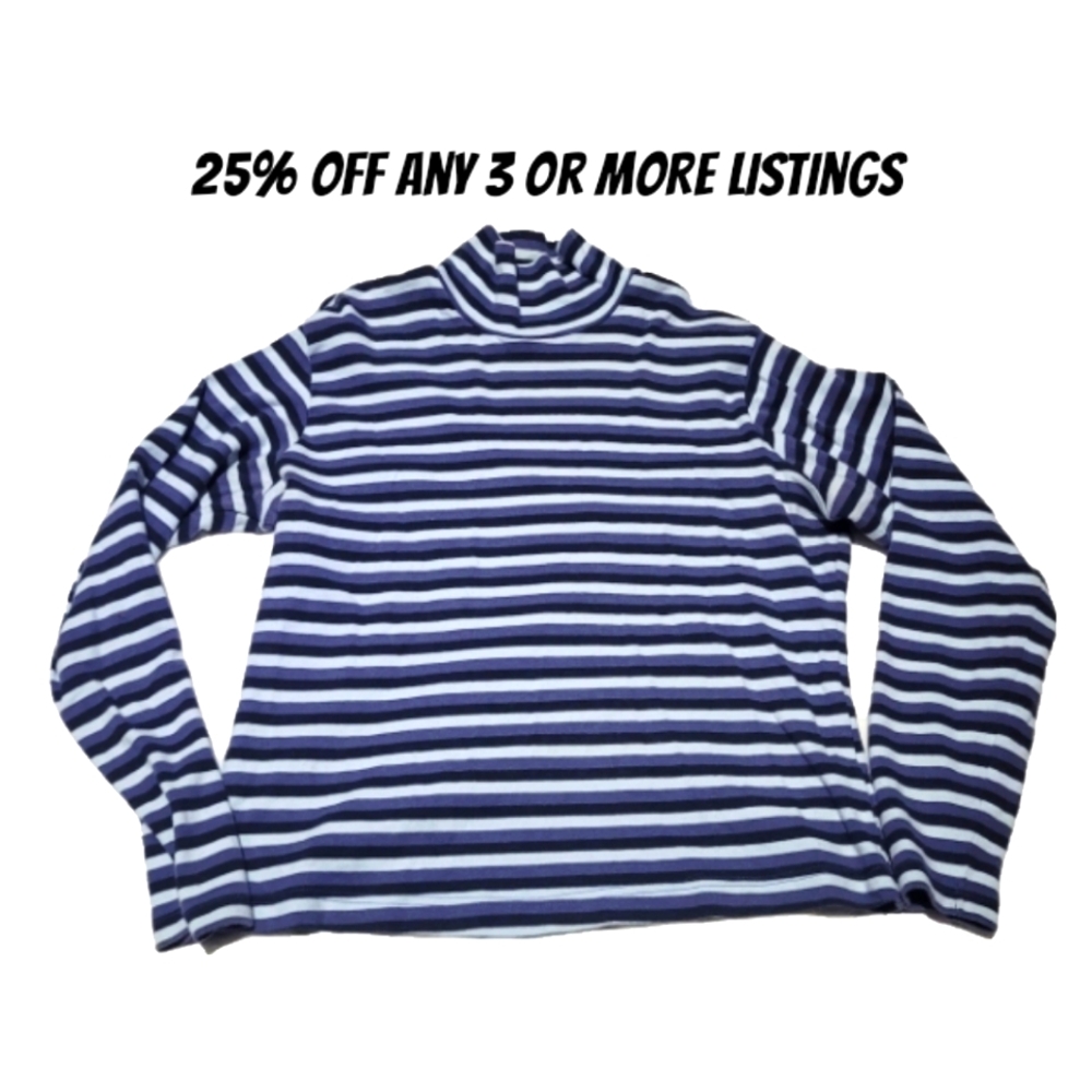 Columbia Striped Turtleneck Size Medium Longsleeve 100% Cotton Vintage